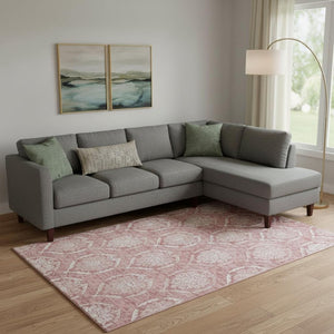 HomeRoots 10' Pink and Ivory Medallion Washable Area Rug - UV Protected, Durable, Perfect for Any Space! 666101
