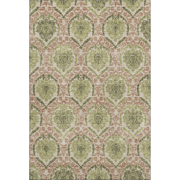 HomeRoots 5' X 8' Olive Green and Copper Medallion Area Rug - Durable, Stain-Resistant, UV Protected Design! 666151