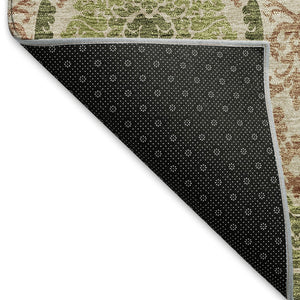 HomeRoots 5' X 8' Olive Green and Copper Medallion Area Rug - Durable, Stain-Resistant, UV Protected Design! 666151