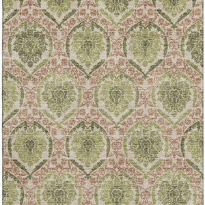 HomeRoots 5' X 8' Olive Green and Copper Medallion Area Rug - Durable, Stain-Resistant, UV Protected Design! 666151