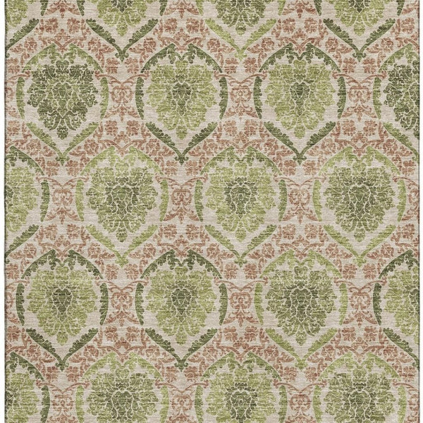 HomeRoots 5' X 8' Olive Green and Copper Medallion Area Rug - Durable, Stain-Resistant, UV Protected Design! 666151