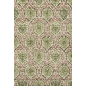 HomeRoots 5' X 8' Olive Green and Copper Medallion Area Rug - Durable, Stain-Resistant, UV Protected Design! 666151