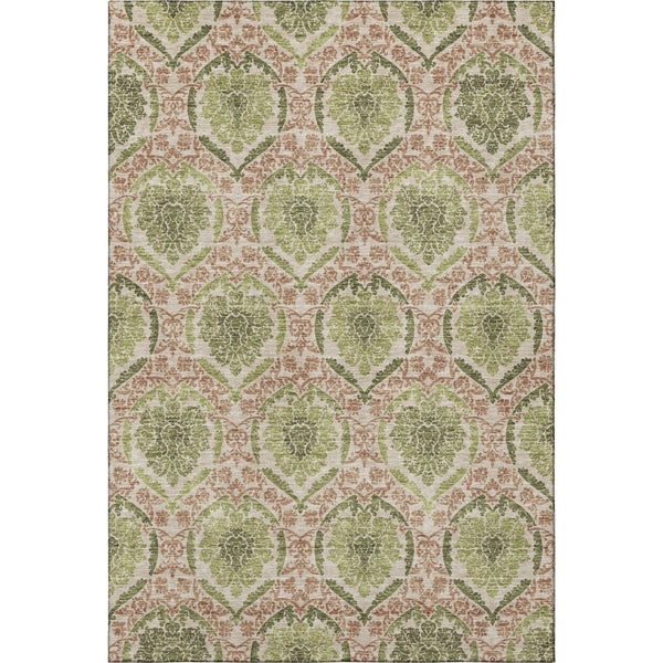 HomeRoots 5' X 8' Olive Green and Copper Medallion Area Rug - Durable, Stain-Resistant, UV Protected Design! 666151