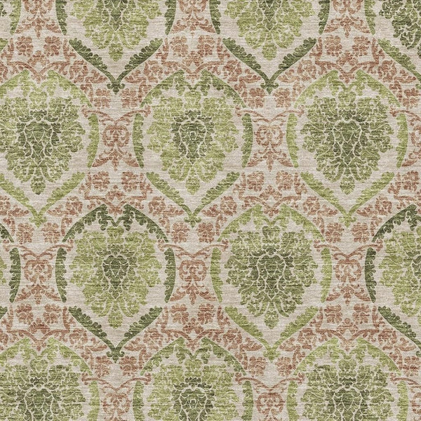 HomeRoots 8' X 10' Olive Green & Copper Medallion Area Rug - Durable, Washable, UV-Protected for Any Space 666153