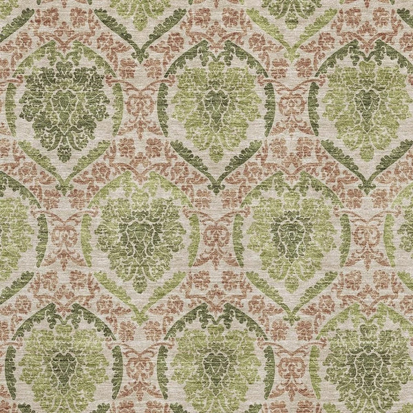 HomeRoots 9' X 12' Olive Green & Copper Medallion Area Rug - Washable, UV Protected, Stain Resistant Design! 666154