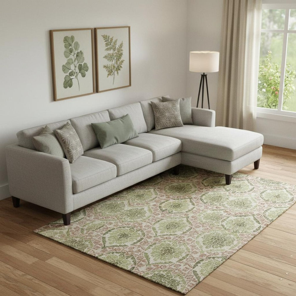 HomeRoots 10' Olive Green & Copper Medallion Washable Area Rug - Durable, UV Protected, Family-Friendly Design 666155