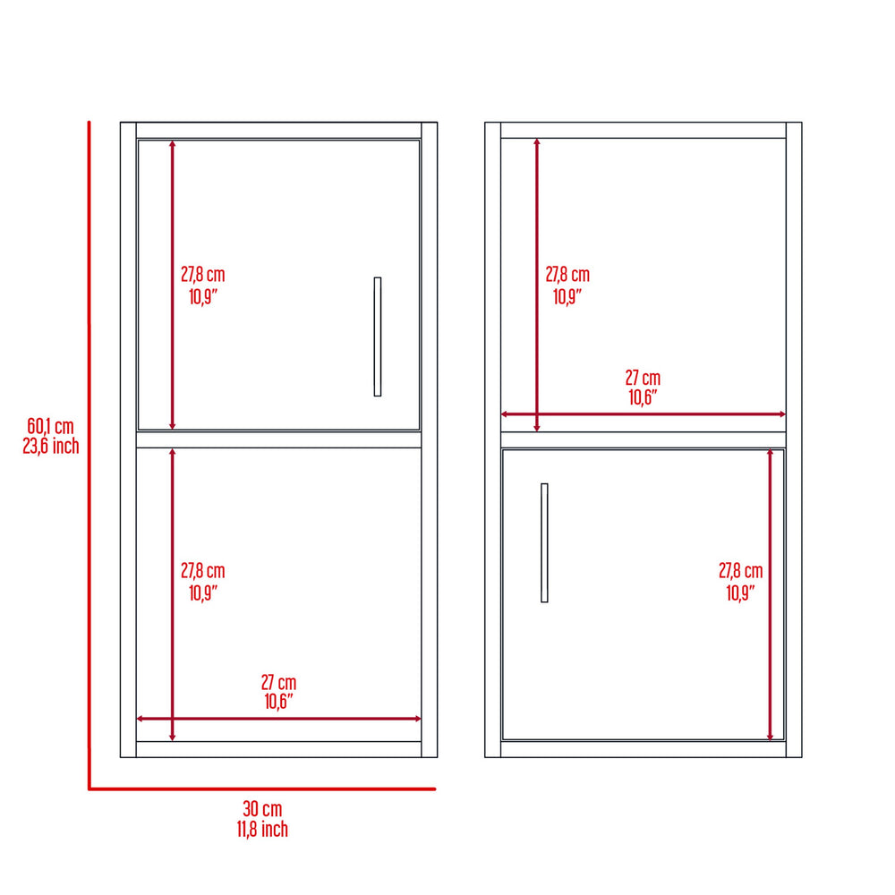 English Elm Oba Wall-Mounted 2-Pc Bathroom Medicine Cabinet in White — Compact 23.7"H, 4 Shelves, Engineered Wood B070P188845