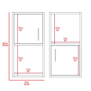 English Elm Oba Wall-Mounted 2-Pc Bathroom Medicine Cabinet in White — Compact 23.7"H, 4 Shelves, Engineered Wood B070P188845