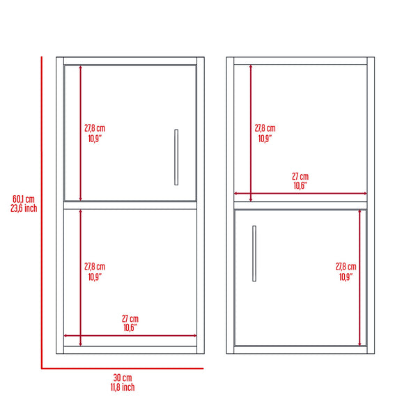 English Elm Oba Wall-Mounted 2-Pc Bathroom Medicine Cabinet in White — Compact 23.7"H, 4 Shelves, Engineered Wood B070P188845