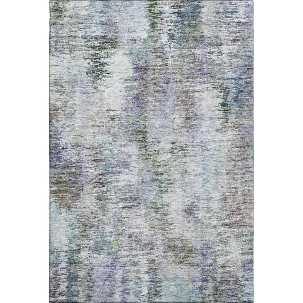 HomeRoots 8' X 10' Vibrant Green Purple Gray Abstract Washable Area Rug - Durable, UV Protected & Stylish! 666195