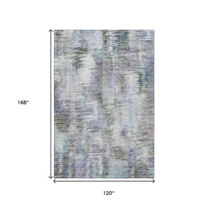HomeRoots 10' Abstract Area Rug in Green, Purple & Gray - Washable, UV Protected, Durable for Busy Homes! 666197