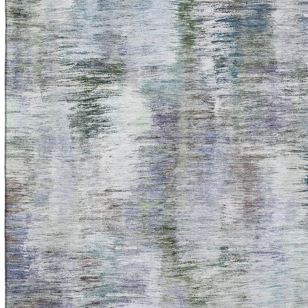HomeRoots 10' Abstract Area Rug in Green, Purple & Gray - Washable, UV Protected, Durable for Busy Homes! 666197