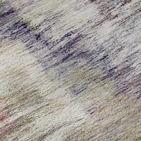 HomeRoots 5' X 8' Stylish Plum Gold Ivory Abstract Area Rug - Durable, Washable, UV Protected for High Traffic Areas 666205