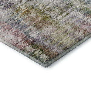 HomeRoots 8' Washable Round Rug in Plum, Gold & Ivory - Durable, UV Protected, Modern Abstract Design for Any Space 666206