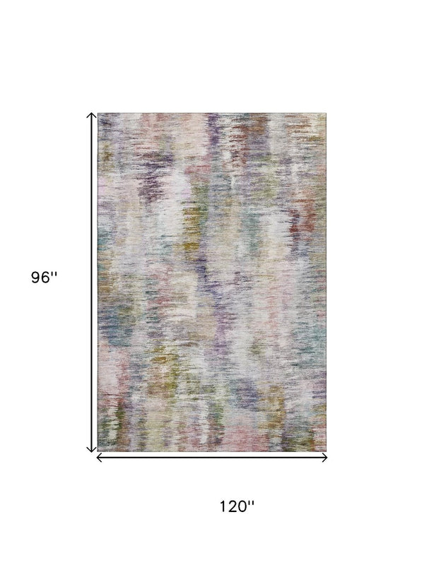HomeRoots 8' X 10' Plum Gold Ivory Abstract Area Rug - Stylish, Washable, UV Protected, Perfect for Busy Homes! 666207