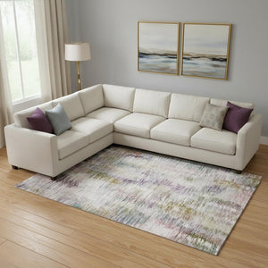 HomeRoots 8' X 10' Plum Gold Ivory Abstract Area Rug - Stylish, Washable, UV Protected, Perfect for Busy Homes! 666207
