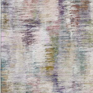 HomeRoots 9' X 12' Washable Abstract Area Rug in Plum, Gold & Ivory - UV Protected, Stain Resistant, Durable Design 666208