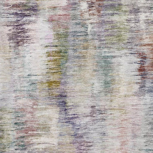 HomeRoots 10' X 14' Abstract Washable Area Rug in Plum, Gold & Ivory – UV Protected, Durable for Homes with Kids 666209