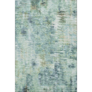 HomeRoots 5' X 8' Stylish Teal Green & Ivory Abstract Washable Area Rug with UV Protection for Modern Homes 666217
