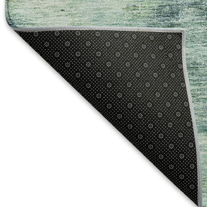 HomeRoots 8' Teal Green and Ivory Abstract Round Rug - Washable, UV Protected, Stylish & Durable for Homes 666218