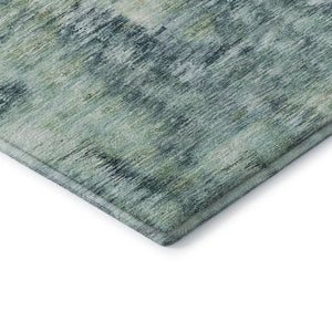 HomeRoots 8' Teal Green and Ivory Abstract Round Rug - Washable, UV Protected, Stylish & Durable for Homes 666218