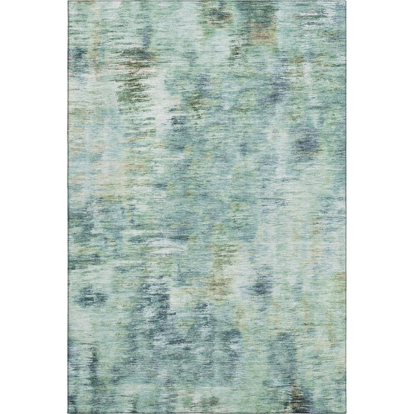 HomeRoots 9' X 12' Teal Green & Ivory Abstract Area Rug – Washable, UV Protected, Modern Style for Any Space 666220