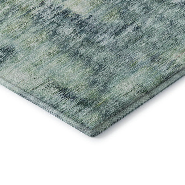 HomeRoots 9' X 12' Teal Green & Ivory Abstract Area Rug – Washable, UV Protected, Modern Style for Any Space 666220