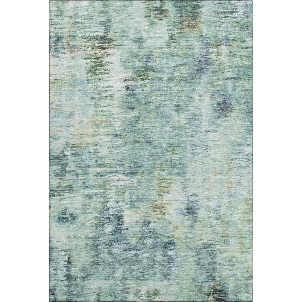 HomeRoots 10' X 14' Teal Green & Ivory Abstract Washable Area Rug – Stylish, Durable, UV-Protected Design! 666221
