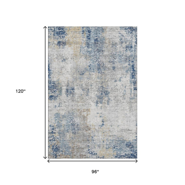 HomeRoots 8' X 10' Modern Abstract Washable Area Rug – Durable, Stain Resistant with UV Protection for Homes 666225