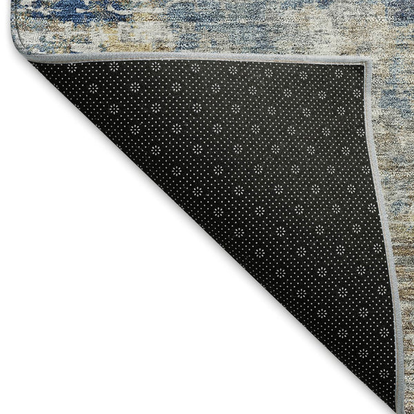 HomeRoots 9' X 12' Abstract Washable Area Rug in Blue, Taupe & Ivory - UV Protected, Durable & Stylish Design 666226