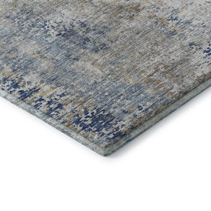 HomeRoots 9' X 12' Abstract Washable Area Rug in Blue, Taupe & Ivory - UV Protected, Durable & Stylish Design 666226