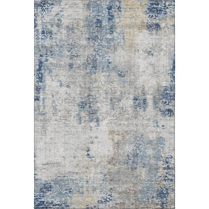 HomeRoots 9' X 12' Abstract Washable Area Rug in Blue, Taupe & Ivory - UV Protected, Durable & Stylish Design 666226