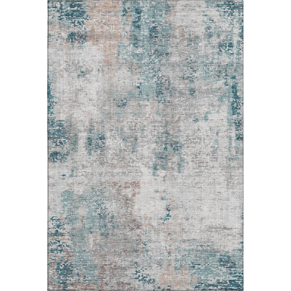 HomeRoots 5' X 8' Modern Teal Beige Copper Area Rug – Washable, UV-Protected, Durable & Stylish for Homes 666241