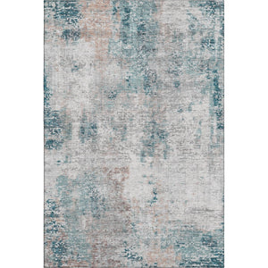 HomeRoots 8' X 10' Teal Beige Copper Abstract Area Rug - Washable, UV Protected, Stain Resistant for Modern Living 666243