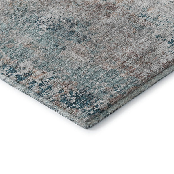 HomeRoots 8' X 10' Teal Beige Copper Abstract Area Rug - Washable, UV Protected, Stain Resistant for Modern Living 666243