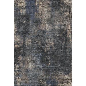 HomeRoots 9' X 12' Charcoal Blue & Beige Abstract Area Rug - Washable, UV Protected, Durable for High-Traffic Areas 666250