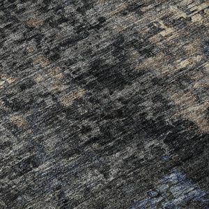 HomeRoots 9' X 12' Charcoal Blue & Beige Abstract Area Rug - Washable, UV Protected, Durable for High-Traffic Areas 666250