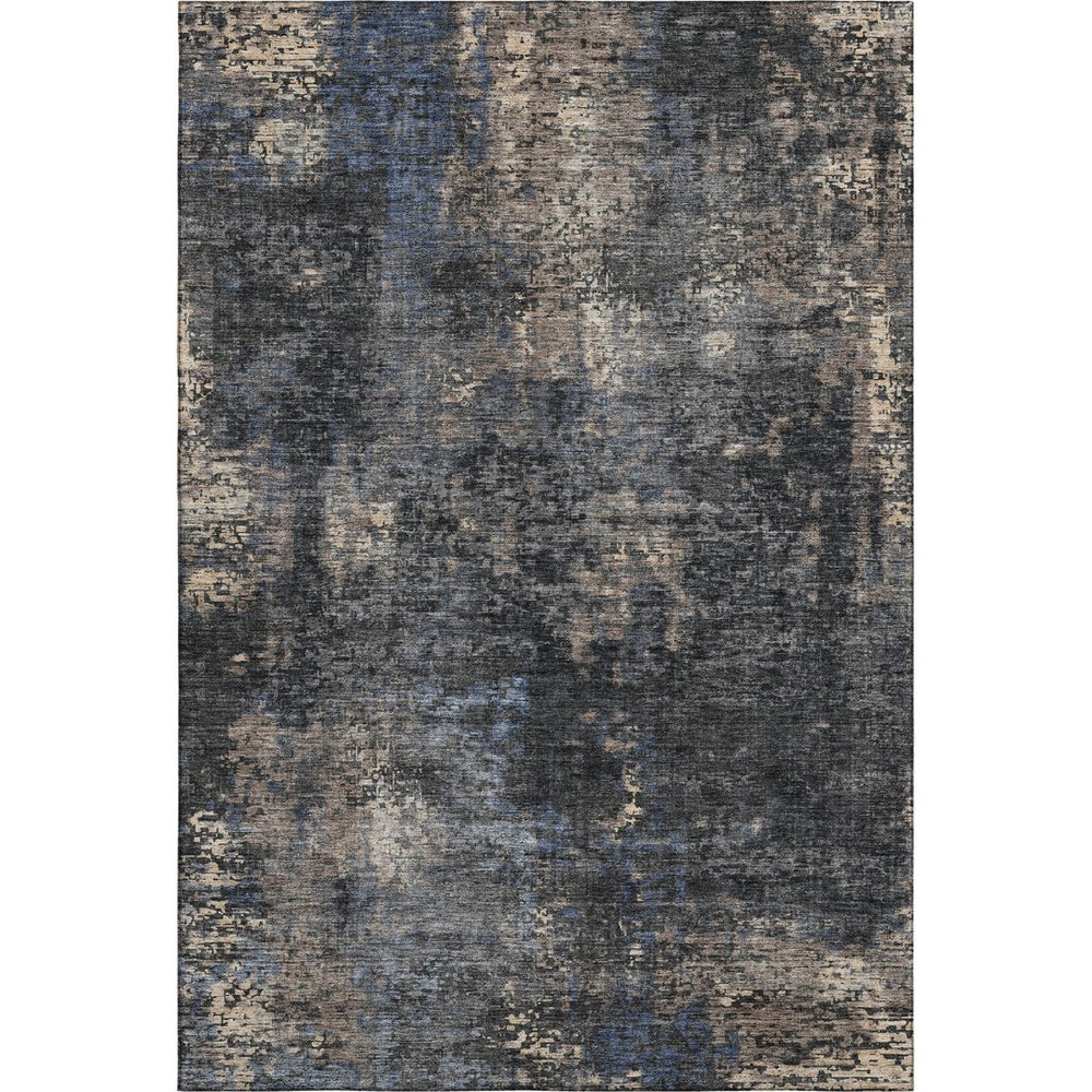 HomeRoots 10' X 14' Charcoal Blue & Beige Abstract Area Rug – Washable, UV-Protected, Durable for Homes! 666251
