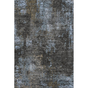 HomeRoots 5' X 8' Graphite Blue & Copper Abstract Area Rug - Washable, Stain Resistant, UV Protected, Durable Design 666259