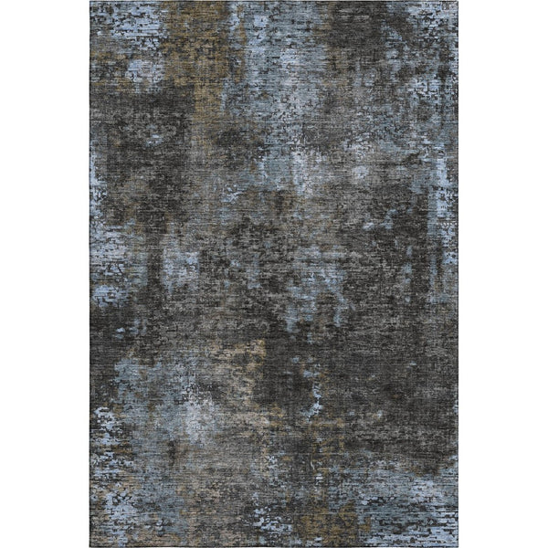 HomeRoots 5' X 8' Graphite Blue & Copper Abstract Area Rug - Washable, Stain Resistant, UV Protected, Durable Design 666259