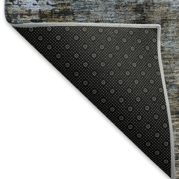 HomeRoots 9' X 12' Graphite Blue & Copper Abstract Area Rug - Washable, UV Protected, Durable for Homes 666262