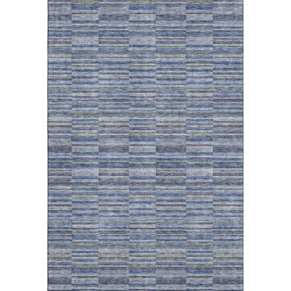 HomeRoots 9' X 12' Navy Blue and Gray Striped Washable Area Rug with UV Protection for Homes & Pets 666268