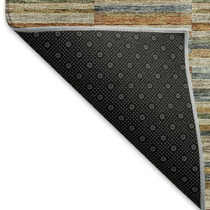HomeRoots 5' X 8' Washable Rust Beige & Gray Striped Area Rug - UV Protected, Durable, Pet-Friendly Design 666277