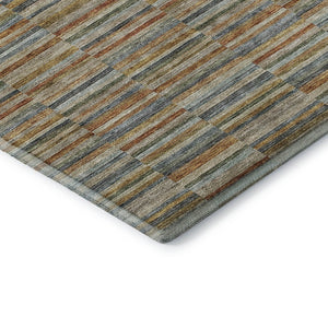 HomeRoots 5' X 8' Washable Rust Beige & Gray Striped Area Rug - UV Protected, Durable, Pet-Friendly Design 666277