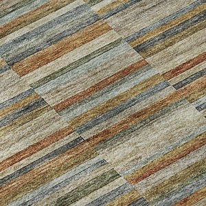 HomeRoots 5' X 8' Washable Rust Beige & Gray Striped Area Rug - UV Protected, Durable, Pet-Friendly Design 666277