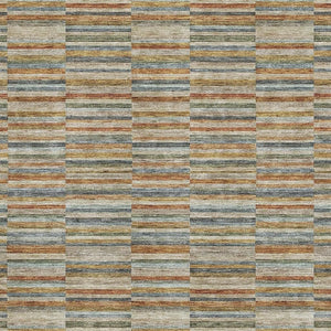 HomeRoots 9' Stylish Rust Beige and Gray Striped Washable Area Rug – Durable, UV-Protected, Stain-Resistant Design 666280