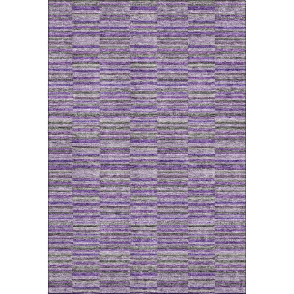 HomeRoots 5' X 8' Purple and Gray Striped Area Rug - Washable, UV Protected, Stain Resistant for Homes with Kids 666283