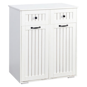 English Elm Laundry Sorting Cabinet with Two Hamper Bags Two Drawers and Melamine Finish W331P373959