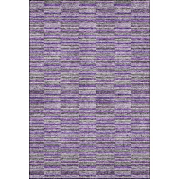 HomeRoots 10' Purple and Gray Striped Washable Area Rug - Durable, Stain-Resistant, UV Protected for Homes 666287