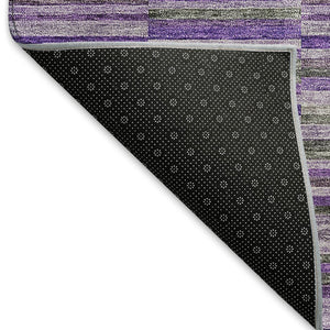 HomeRoots 10' Purple and Gray Striped Washable Area Rug - Durable, Stain-Resistant, UV Protected for Homes 666287